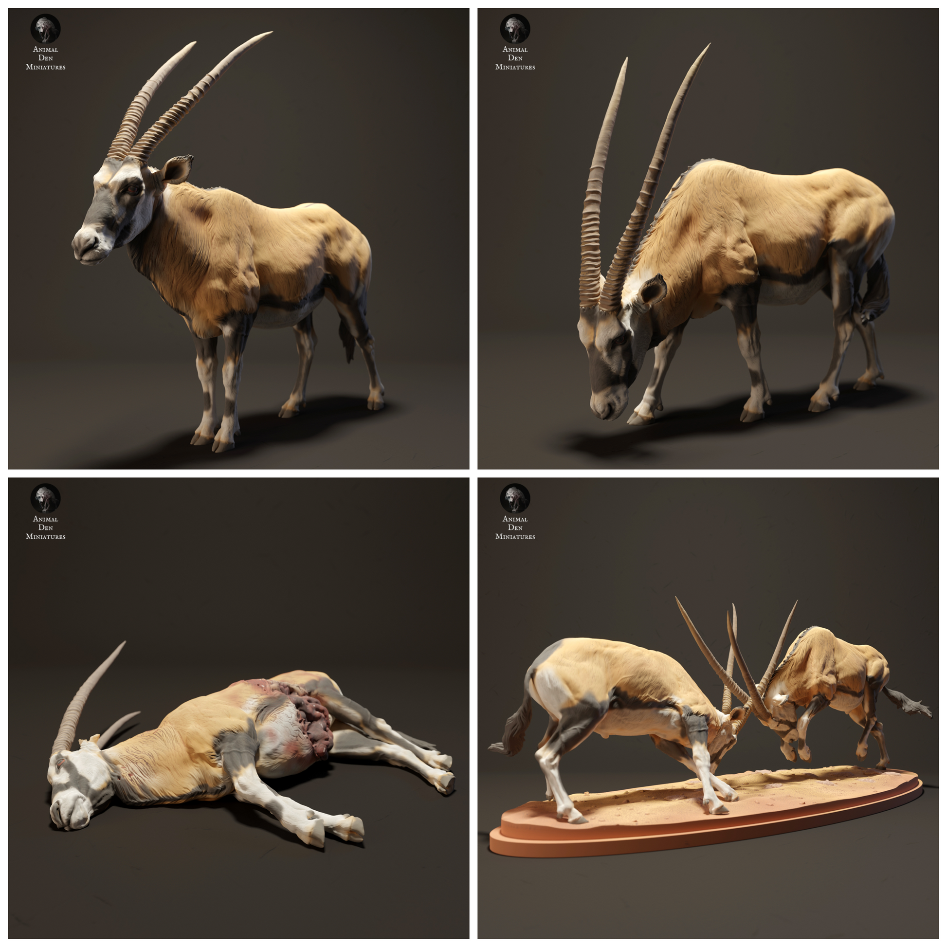 1:48 scale Gemsbok Figurines - miniature detail view — 3D printed resin