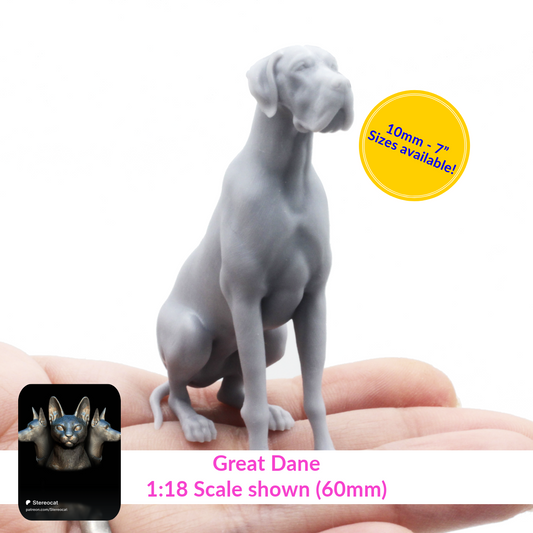 Great Dane (sleeping) - Scale miniature dog for dollhouse, diorama by Stereocat (1 dog)