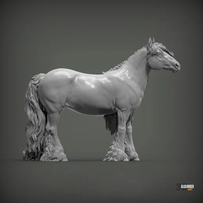 1:48 scale Gypsy Vanner Cob Horse  1:48 Scale | Alexander3dart miniature detail view — 3D printed resin
