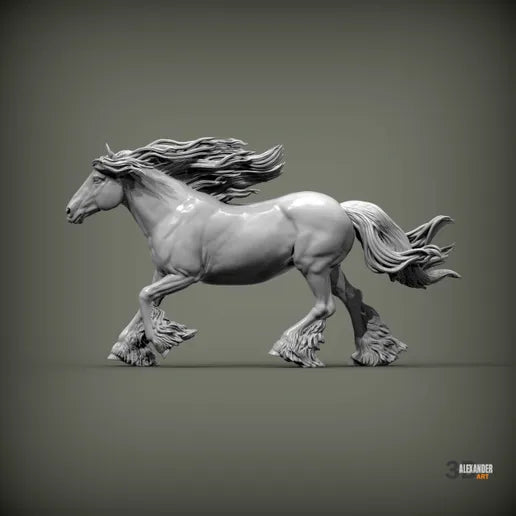 1:48 scale Gypsy Vanner Cob Horse  1:48 Scale | Alexander3dart miniature side view — The Scale Grail