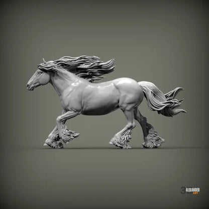 1:48 scale Gypsy Vanner Cob Horse  1:48 Scale | Alexander3dart miniature side view — The Scale Grail