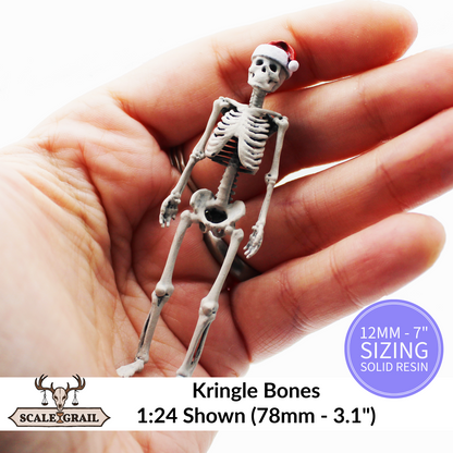 1:12 scale Santa Skeleton in Hat Kringle Bones Miniature Replica by The Scale Grail – 10mm to 7" Sizes miniature — handmade resin scale model by The Scale Grail