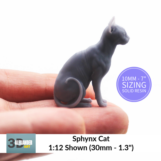 1:12 scale Sphynx Cat Miniature Replica for miniature — handmade resin scale model by The Scale Grail