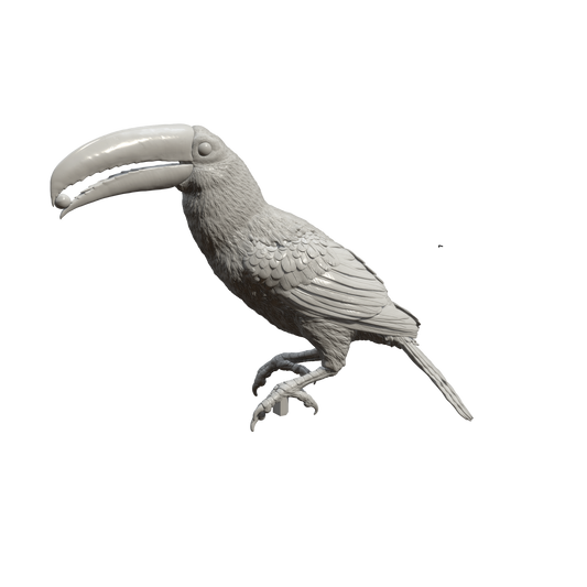 1:12 scale Toco Toucan Eating Miniature Bird Only | Ramphastos toco Animal Replica by Animal Den Miniatures - 10mm to 7" Sizes miniature — handmade resin scale model by The Scale Grail