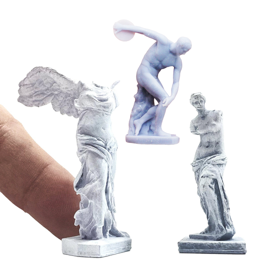 1:48 scale Venus De Milo, Winged Victory, Discobolus Miniature 1:48 Scale replica Greek statue Dollhouse diorama decor mini version of popular sculpture (1 statue) miniature — handmade resin scale model by The Scale Grail