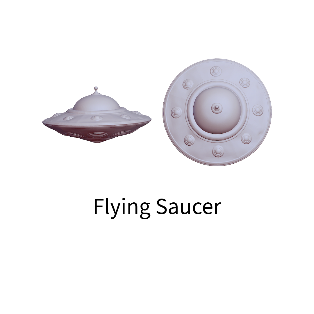 UFO MICROS miniature detail view — 3D printed resin