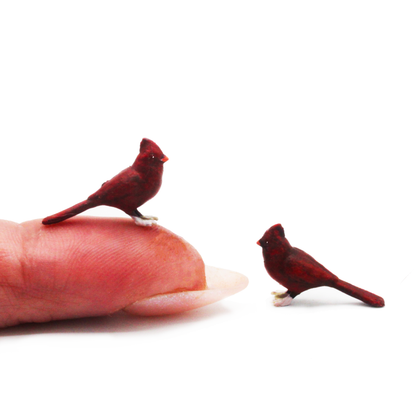 1:12 scale Cardinal bird Figurines 1:12 Scale woodland garden Mini for Dollhouse, Diorama, Art Craft Supplies by Alexander Kuzmenko (2 birds) miniature — handmade resin scale model by The Scale Grail