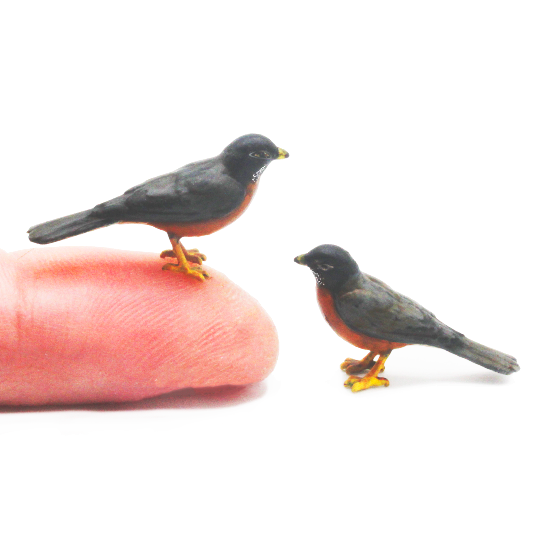 1:12 scale Robin bird Figurines 1:12 Scale woodland garden Mini for Dollhouse, Diorama, Art Craft Supplies by The Scale Grail (2 birds) miniature — handmade resin scale model by The Scale Grail