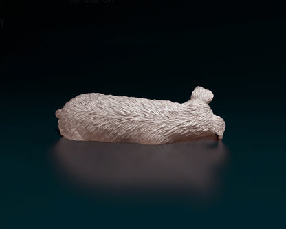 Schnauzer (sleeping) - Scale miniature dog for dollhouse, diorama by Stereocat (1 dog)