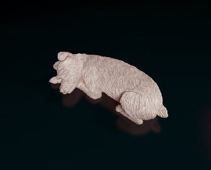 Schnauzer (sleeping) - Scale miniature dog for dollhouse, diorama by Stereocat (1 dog)