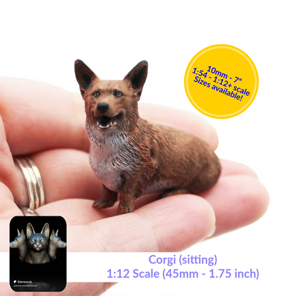 1:12 scale Pembroke Welsh Corgi - Miniature dog for dollhouse, diorama by Stereocat (1 dog) miniature — handmade resin scale model by The Scale Grail
