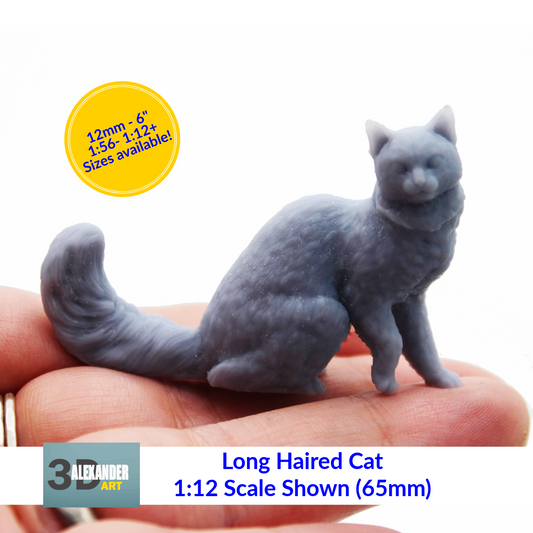 1:12 scale Long Haired Cat - Scale Miniature for miniature — handmade resin scale model by The Scale Grail