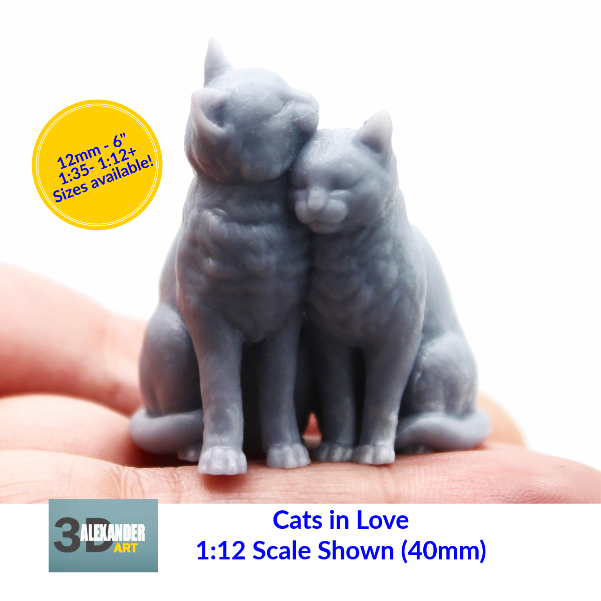 1:12 scale Cats in Love - Scale Miniature for miniature — handmade resin scale model by The Scale Grail