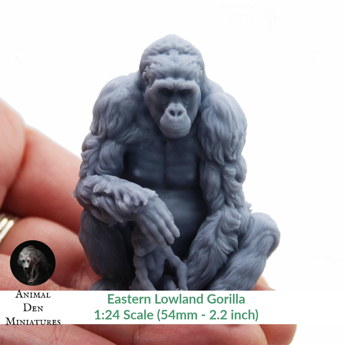 1:12 scale Eastern Lowland Gorilla Sitting Mom and Infant | Scale Figurine Animal Den Miniatures miniature — handmade resin scale model by The Scale Grail