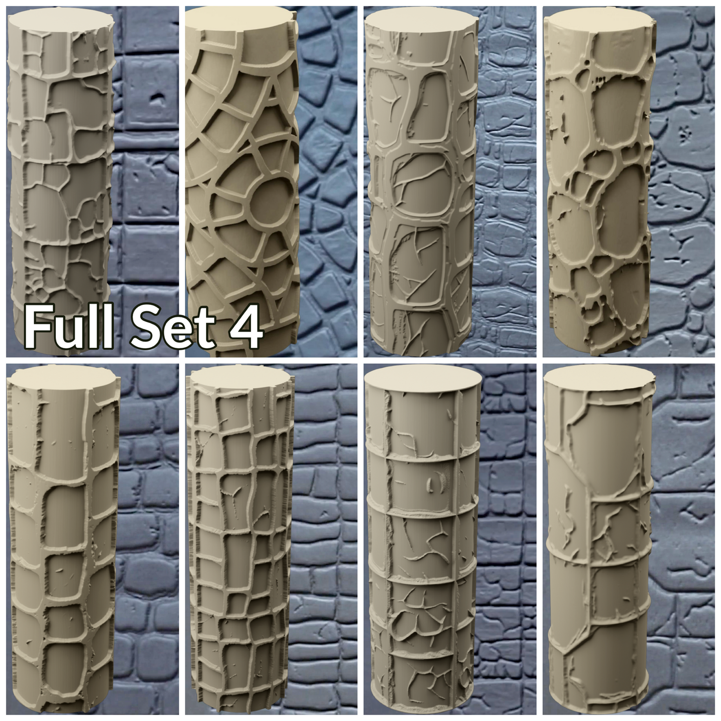 Cobblestone Texture Roller, 4 Inches Tall, Clay texture roller Seamless Design art craft diorama STL Loot Factory (Set 4) miniature — handmade resin scale model by The Scale Grail
