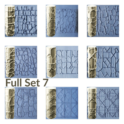 Cobblestone and Tile Texture Roller, 4 Inches Tall, Clay texture roller Seamless Design art craft diorama STL Loot Factory (Set 7)