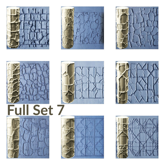 Cobblestone and Tile Texture Roller, 4 Inches Tall, Clay texture roller Seamless Design art craft diorama STL Loot Factory (Set 7)