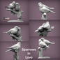 Miniature sparrow bird Figurines 1:12 Scale woodland garden Mini for Dollhouse, Diorama, Art Craft Supplies by Alexander Kuzmenko - 2 birds