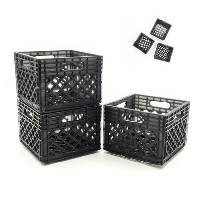 Stacking Record Crate / Milk Crates 1:12 Scale for Dollhouse, Action Figures, Miniature Scenery - Set of 3