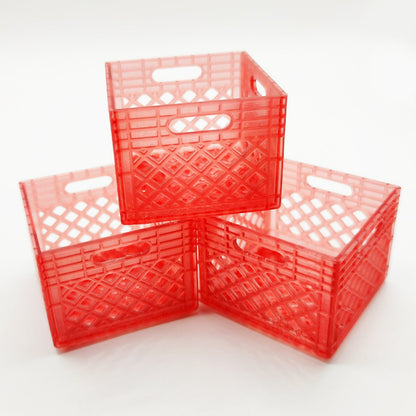 Stacking Record Crate / Milk Crates 1:12 Scale for Dollhouse, Action Figures, Miniature Scenery - Set of 3