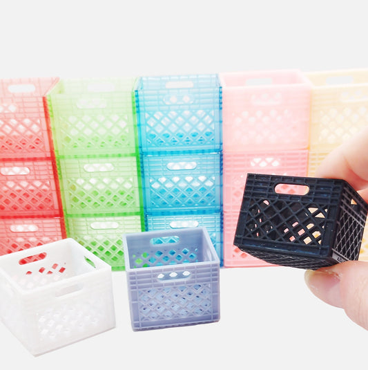 Stacking Record Crate / Milk Crates 1:12 Scale for Dollhouse, Action Figures, Miniature Scenery - Set of 3