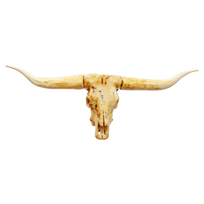 Texas Longhorn skull replica, 1:12 scale, aged paint wash finish
