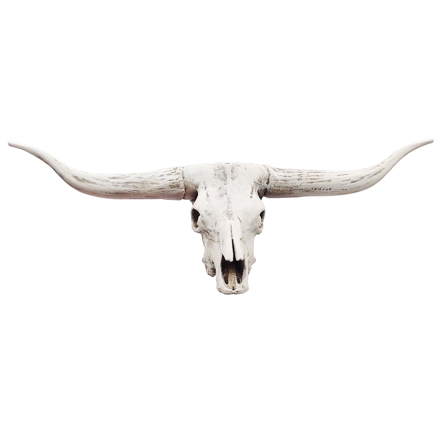 Texas Longhorn skull replica, 1:12 scale, bone hand-painted finish, 132mm horn span