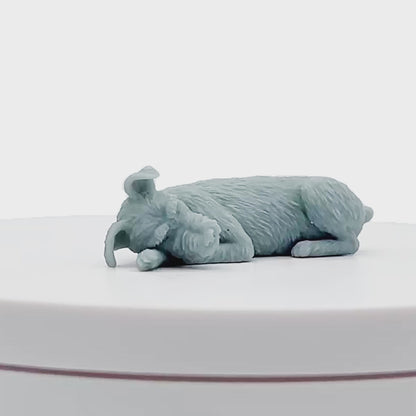 Schnauzer (sleeping) - Scale miniature dog for dollhouse, diorama by Stereocat (1 dog)