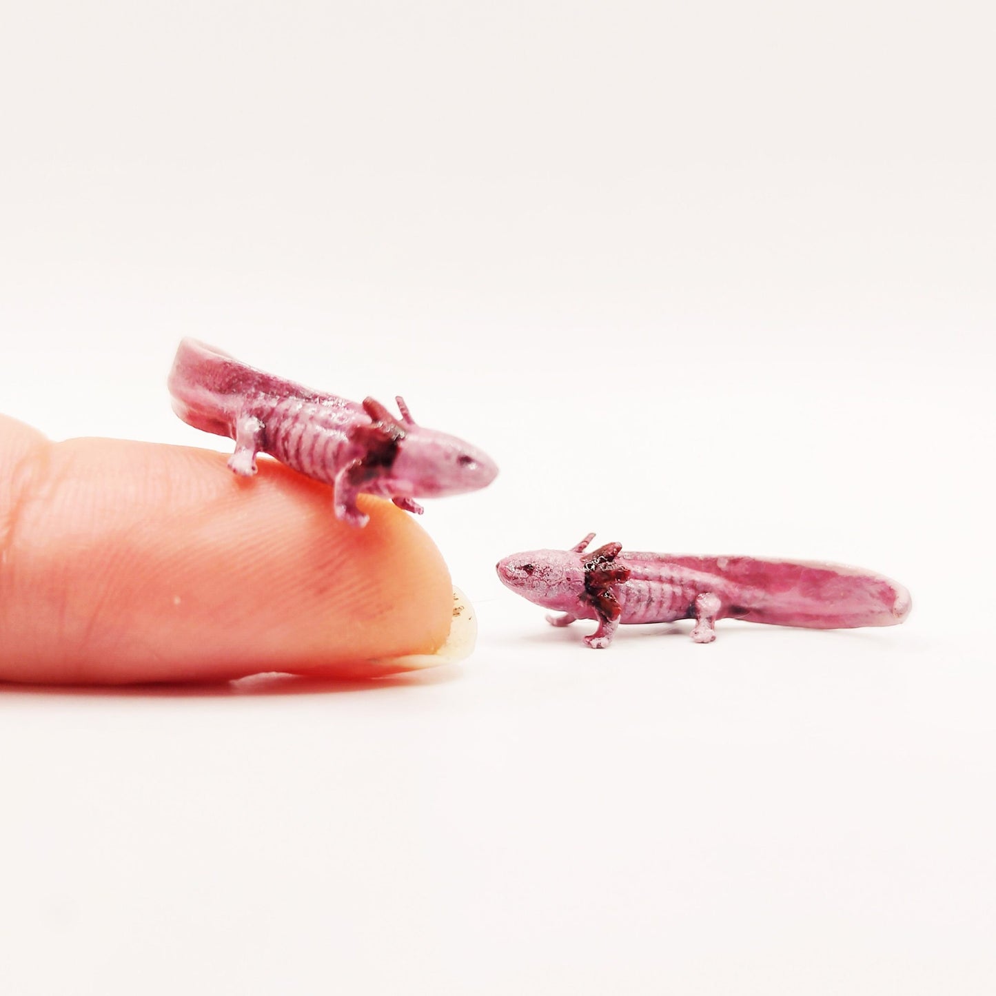 1:12 scale Animal Den Miniatures - Axolotl - 1:12 scale miniature amphibian animal salamandar for water diorama, dollhouse, small hand painted scaled 3d printed tabletop mini miniature — handmade resin scale model by The Scale Grail