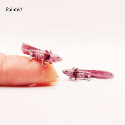 1:12 scale Animal Den Miniatures - Axolotl - 1:12 scale miniature amphibian animal salamandar for water diorama, dollhouse, small hand painted scaled 3d printed tabletop mini miniature side view — The Scale Grail