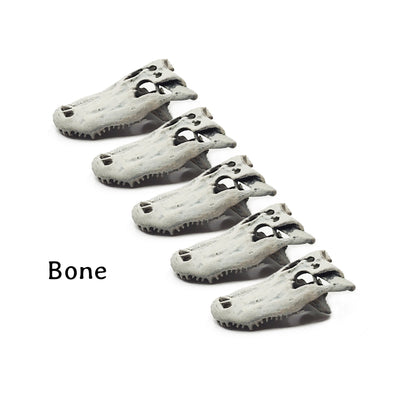 Alligator Skull - 1:24 scale replica reptile skull for diorama, miniature horror scenes, dollhouse and action figure photography (set of 5)